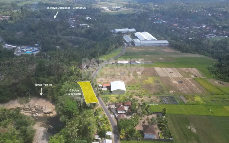 Dijual: Tanah Riverside 13,5 Are di Tabanan – View Sungai Permanen (Zona Kuning)