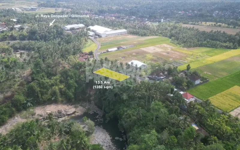 Dijual: Tanah Riverside 13,5 Are di Tabanan – View Sungai Permanen (Zona Kuning)