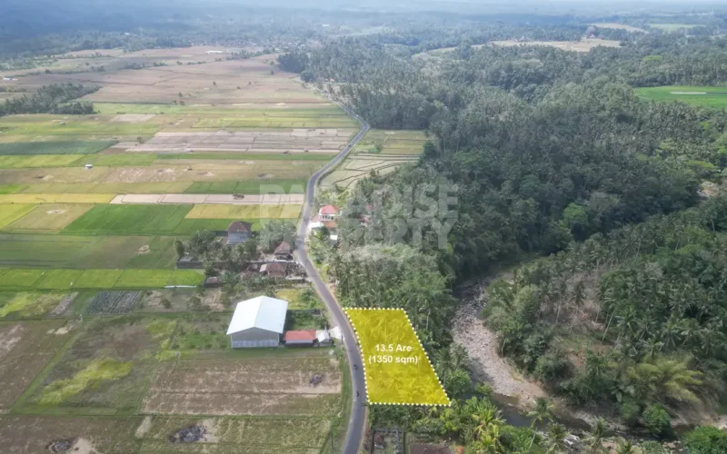 Dijual: Tanah Riverside 13,5 Are di Tabanan – View Sungai Permanen (Zona Kuning)